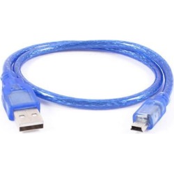 Unique Bargains 20' 50cm Blue USB 2.0 Type A Male to Mini USB Male Extension Cable Cord Lead