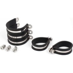 Unique Bargains 42mm 304 Stainless Steel EPDM Rubber Lined P Clips Hose Pipe Clamp 5pcs