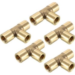 Brass Tee Pipe Fitting 1/8 PT Female Thread T Shaped Connector Coupler 5pcs