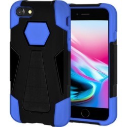 Amzer Dual Layer Hybrid KickStand Case - Black/ Blue for iPhone 8