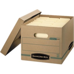 Bankers Box 1277601 Stor/File Storage Box, Letter/Legal, Lift-off Lid, Kraft/Green, 12/Carton