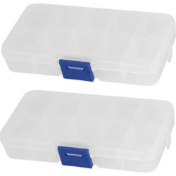Clear Blue Plastic 10 Sections Jewelry Screws Pills Holder Storage Box 2pcs
