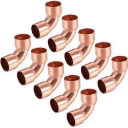10mm/0.39-inch ID 90 Degree Copper Elbow Short-Turn Copper Pipe Fitting Conector for Plumbing 10pcs