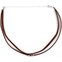 Lady Nylon Beads Decor Lobster Clasp Adjustable Choker Necklace Neck Chain Brown