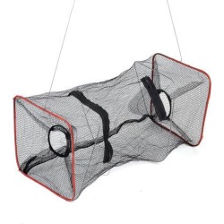 Unique Bargains 43.3' Nylon Metal Portable Fishing Landing Net Fish Angler Mesh Keepnet Crawfish Shrimp Black