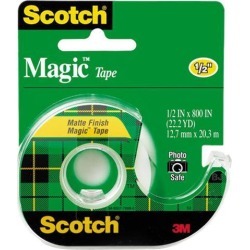 Scotch 119 Magic Office Tape w/Refillable Dispenser, 1/2' x 800', Clear