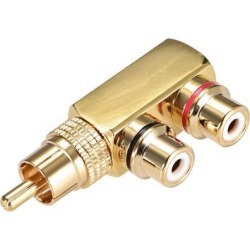 RCA Male to 2 RCA Female Connector Stereo Audio Video Splitter Adapter Coupler Gold-plated Brass