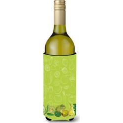 Fruits and Vegetables in Green Wine Bottle Beverge Insulator Hugger BB5135LITERK