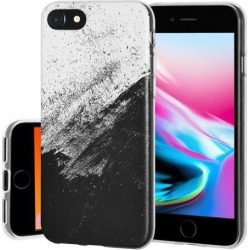 Soft Gel Clear TPU Skin Case - Abstract Black And White for iPhone 8