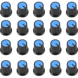 20Pcs 15x15mm Plastic Potentiometer Volume Control Rotary Knob Knurled Shaft Hole Blue
