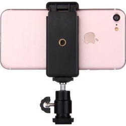 PULUZ PU214 1/4 inch Hot Shoe Tripod Head + Tripod Stand Clamp for iPhone, Samsung, Huawei, HTC, 5.5cm - 8cm Width Smartphones