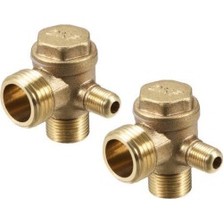 Air Compressor Check Valve 90 Degree Right Male Threaded Brass Connector 1/8' x 3/8' x 1/2' 2Pcs