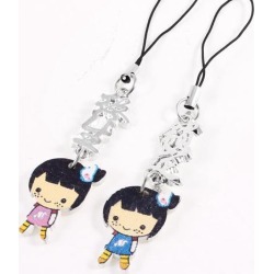 Unique Bargains Lovers Girl Shaped Pendant Mobile Cell Phone Strap 2 Pcs