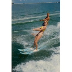 Posterazzi SAL3493402519 Young Couple Waterskiing in the Sea Poster Print - 18 x 24 in.