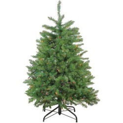 4' Pre-Lit Northern Pine Full Artificial Christmas Tree - Multicolor Lights