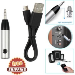 PROSTER Wireless Bluetooth 4.1 Mini Bullet 3.5mm Car Aux Music Receiver Audio Adapter Mic Use for car/speakers/headphones DC 5V USB Charging Cable.