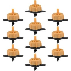 Pressure Compensating Dripper 0.5 GPH 2L/H Emitter for Garden Lawn Drip Irrigation with Barbed Hose Connector, Plastic Black Orange 15pcs