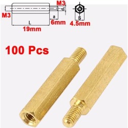 Unique Bargains 100Pcs M3 Male to Female 19mm+6mm PCB Fixed Screw Threaded Hex Standoff Spacer