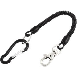 Carabiner Hook Lobster Clasp Black Coil Lanyard Spring Key Chain