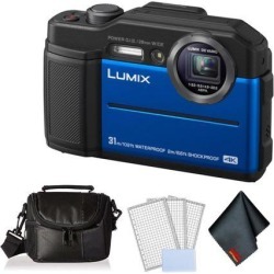 Panasonic Lumix Waterproof Digital Camera (Blue) - Bundle with LCD Screen Protectors + Carrying Case and MORE