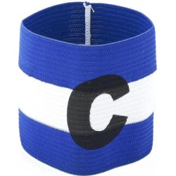 Unique Bargains Blue White Elastic Football Soccer Captain Armband with Letter C Printed