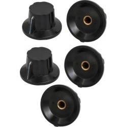 6mm Plastic Rotary Potentiometer Volume Control Knob Cover Cap Black 5pcs