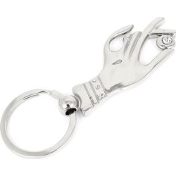 Unique Bargains Hand Design Rhinestone Detail Pendant Keychain Key Ring Silver Tone