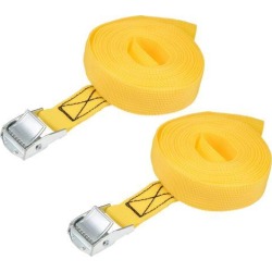 5M x 25mm Lashing Strap Cargo Tie Down Straps w Cam Lock Buckle 250Kg Work Load, Yellow, 2Pcs