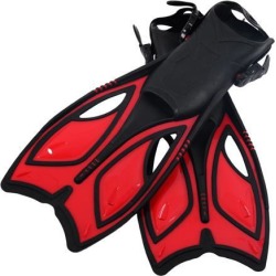 Adjustable Adults Flippers Swimming Snorkeling Diving Training Fins Red M