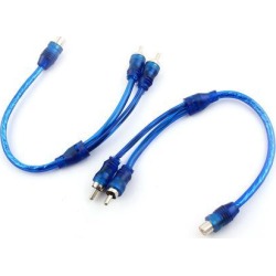 RCA Audio Video 1 Female to 2 Male Y Splitter Adapter AV Cable 25cm Length