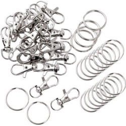 Unique Bargains 20Pcs Lobster Clasps Hook Split Ring Keyring Handbag Keychain Key Holder
