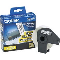 Brother DK1203 P-touch Laminated Tape, 0.66 in x 3.4 in (17 mm x 87.1 mm) File Folder Labels (300 White Paper Labels)