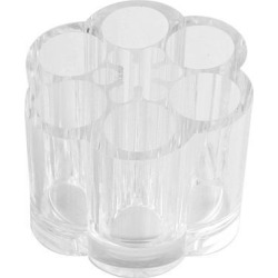 School Office Plastic Flower Designed 6 Compartments Pen Organizer Holder Clear