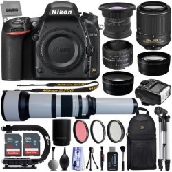 Nikon D750 24.3MP 1080P DSLR Camera w/ Wi-Fi & GPS Ready + 6 Lens - 15 to 2600mm - 128GB - 30PC Kit - Nikon 50mm 1.8D - Nikon 55-200VR - Opteka.