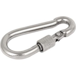 2.4' Length 304 Stainless Steel Spring Snap Hook Carabiner Screw Lock Key Chain