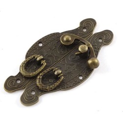 90mmx50mm Antique Style Jewelry Box Drawers Hock Hasp Buckle Padlock Latch