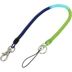 Global Bargains Lobster Clasp Stretchy Spring Coiled Strap Lanyard Tri-color for Phone Keyring