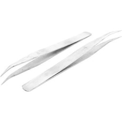 Unique Bargains 2pcs Silver Tone Curved Tip Watch Jewelry Repair Tool Watchmakers Tweezers
