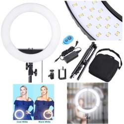 13' 40W LED Ring Light Stand Kit Dimmable 3200-5500K Camera Phone Holder Photo Video Makeup Lighting