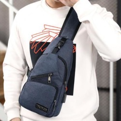 Men Sling Chest Bag Water Resistant Crossbody Sling Bag Outdoor Travel Blue