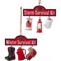 Monoprice Survival Kit Ornaments Set of 2 Christmas Decor, Holiday, lights, Indoor ornaments