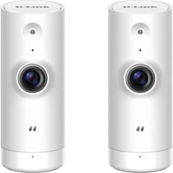 D-Link Mini HD Wi-Fi Camera 2-Pack - Cloud Recording - Night Vision - Works with Google Assistant - Casting - Streaming - Indoor - White