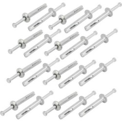 6mm Punch Dia 40mm Depth Zinc Alloy Drive Anchor Silver Tone 20pcs