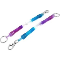 Unique Bargains Keys Coiled Strap Lanyard Swivel Clips Snap hook Keyring Tricolor 2 Pcs
