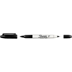 Sharpie, 32001, Twin-Tip Marker, Fine, Ultra Fine Point Type - Black Alcohol Based Ink - 12/DZ, 1 Dozen