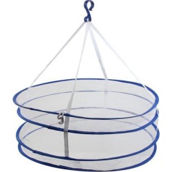 Unique Bargains Household Double Layers Folding Windproof Clothes Laundry Basket Dryer Rack Net