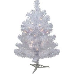 2' Pre-lit White Iridescent Pine Artificial Christmas Tree - Clear Lights