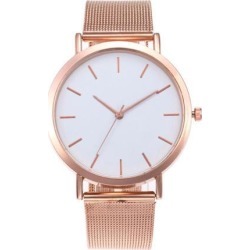 Women Elegant Casual Quartz Stainless Steel Band Strap Watch Concise Decoration Rose Gold