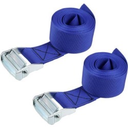 3.5M x 5cm Lashing Strap Cargo Tie Down Straps w Cam Lock Buckle 500Kg Work Load, Blue, 2Pcs