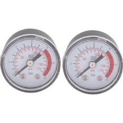 2pcs Black Clear 170 Psi Compressor Pressure Gauge Measurement Tool